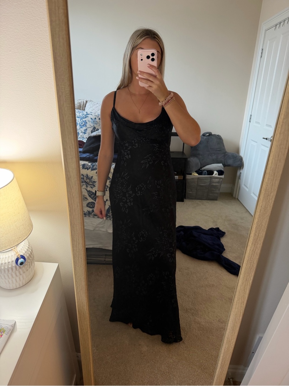 Azazie Black Floral Slip Maxi Dress